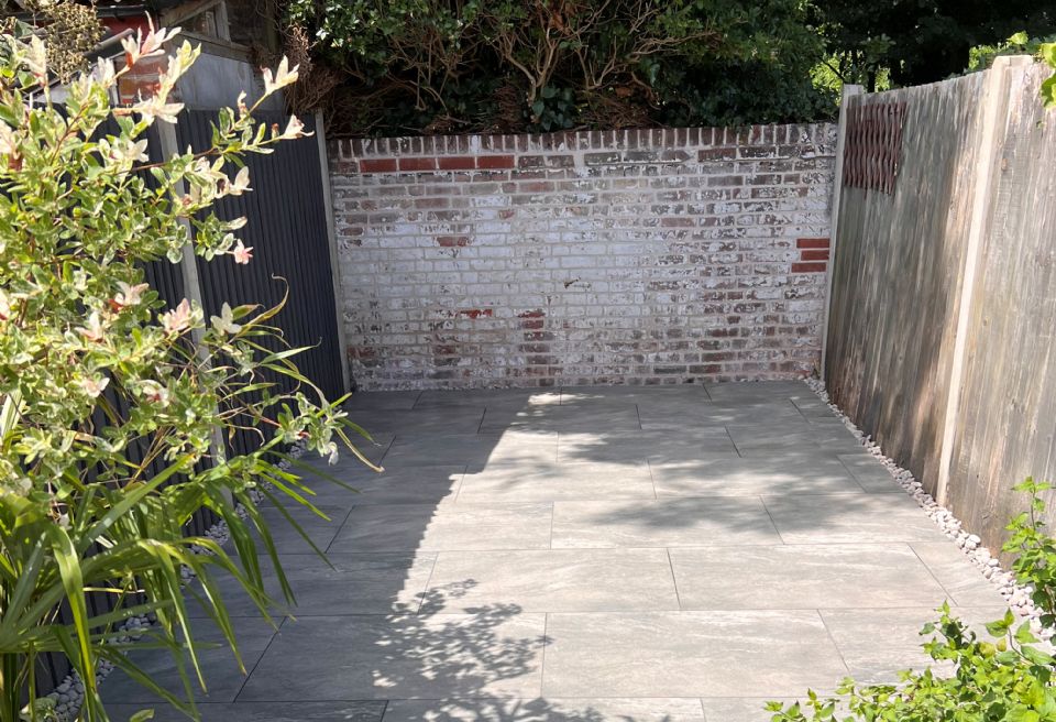 Small garden, Norwich  - Porcelain Patio Area